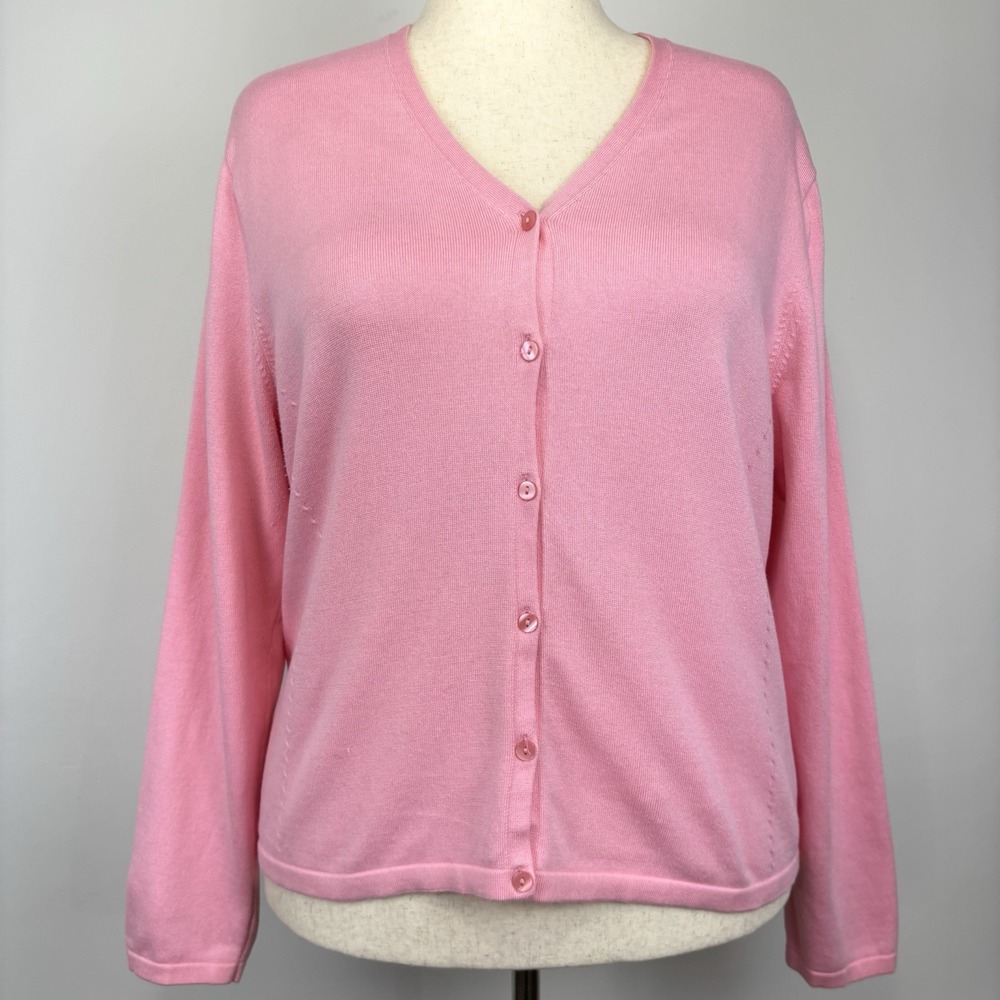 Vintage Pendleton Cardigan Women's XL Pink Knit Long Sleeve Button Front Sweater